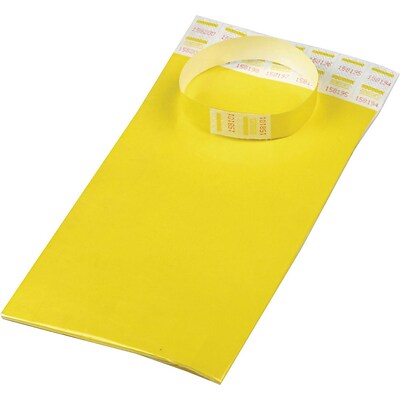 Advantus® 3/4 x 10 Sequentially Numbered Crowd Management Wristbands,Yellow, 100/Pack