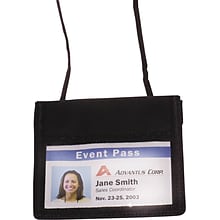 Advantus ID Badge Holders With Convention Neck Pouch, Black, 4 x 2 1/4, 12/Pack (75452)