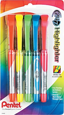 Pentel 24/7™ Highlighter, Chisel Tip, Assorted Barrel, Assorted Ink, 5/Pack