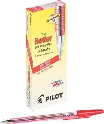 Pilot Better Ballpoint Pen, Fine Point, Red Ink, Dozen (37011)