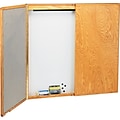 Quartet® Wood Veneer Marker Board Cabinets with Projection Screen; Oak