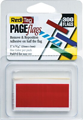 Redi-Tag Small Page Flags, Red, 300/Pack (20022)