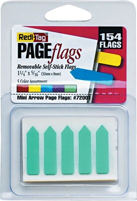 Redi-Tag® Mini Arrow Page Flags, Blank, Assorted Colors, 1 1/4" x 5/16", 154/Pack (72001)