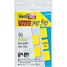 Redi-Tag Easy-To-Read Self-Stick Index Tabs, 1 Wide Yellow, 50 Tabs/Pack (76805)