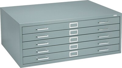 Safco® Versatile Steel Flat Files, 5-Drawers: 37x26, 16-1/2Hx40-3/8Wx29-3/8D, Grey
