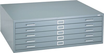 Safco® Versatile Steel Flat Files, 5-Drawers: 43x32, 16-1/2Hx46-3/8Wx35-3/8D, Grey