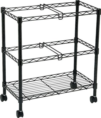 Safco 2-Shelf Metal Mobile File Cart with Swivel Wheels, Black (5278BL)