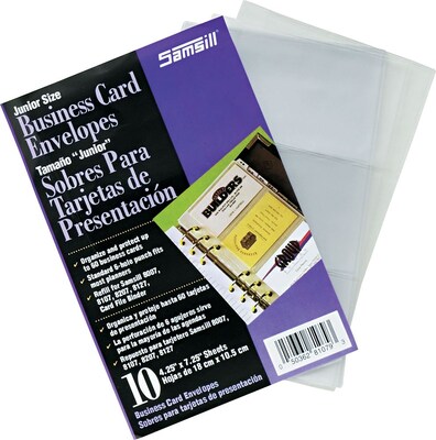 Samsill Business Card Refills for Classic Business Card Holder, Clear, 7 1/3 x 6, 10 Sheets/Pk