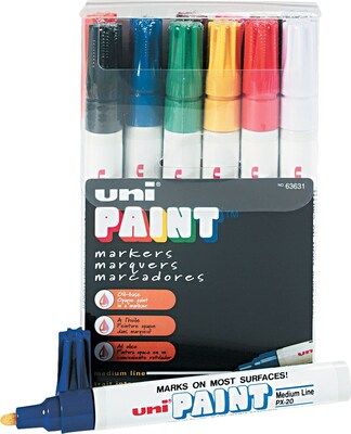 Sanford Uni® Paint Markers, Medium Point, Assorted Colors, 12/Pk