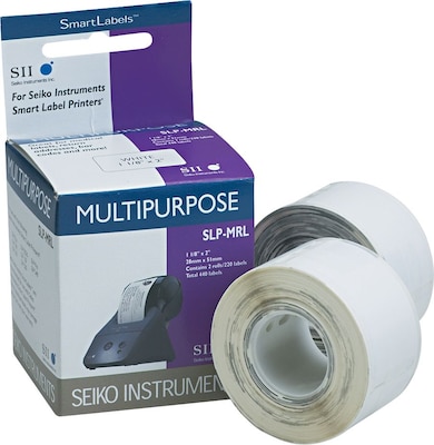 Seiko Self-Adhesive Multiuse Labels for Smart Label Printers, White, 1 1/8 x 2, 440 Labels Per Pac