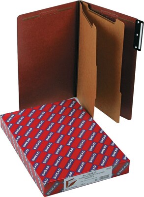 Smead SafeSHIELD® Pressboard 3-Tab Classification Folders, 2-Dividers, Legal, Red, 10/Box (19230)
