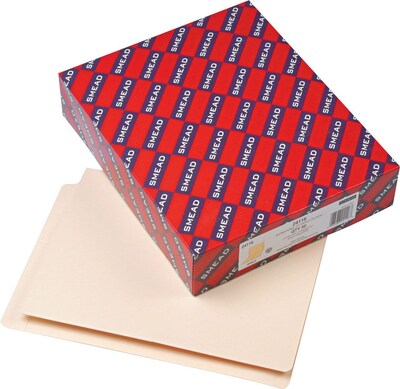 Smead End Tab Pocket Folder with  Protection, Reinforced Straight-Cut Tab, Letter Size, Manila, 50/Box (24116)