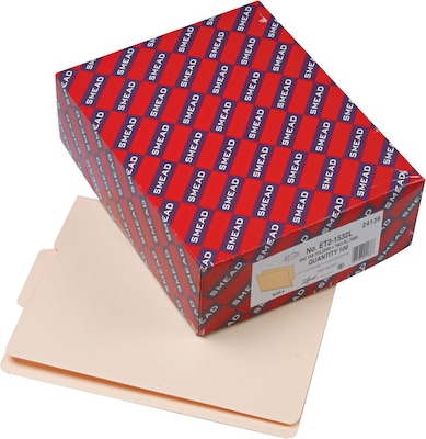 Smead SHELF-MASTER® Reinforced End Tab File Folder, Straight Cut, Letter Size, Manila, 100/Box (24136)