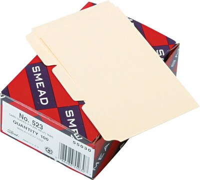 Smead® Recycled Self-Tab Card Guides, Blank, 3" x 5",Manila, 100/Box (55030)