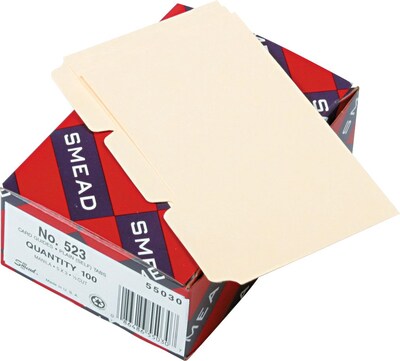 Smead® Recycled Self-Tab Card Guides, Blank, 3 x 5,Manila, 100/Box (55030)