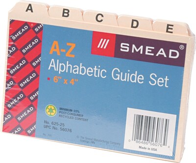 Smead Heavyweight A-Z Card Guides, 4 x 6, Manila, 25/Set (56076)