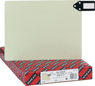 Smead Extra Wide Letter Hanging Folder Tab, 15.1875 x 10.8125, Gray/Green, 50/Box (61757)