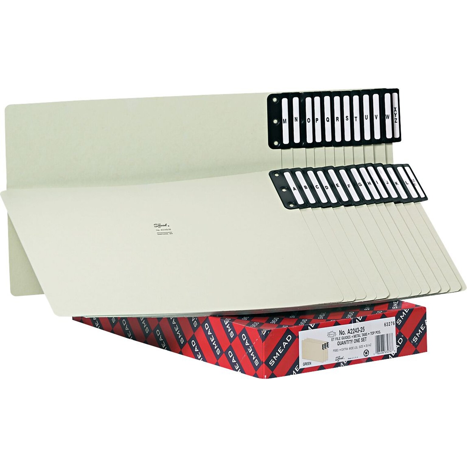Smead 100% Recycled Hanging Folder Tab, 9.5 x 15.75, Gray/Green, 25/Set (63276)
