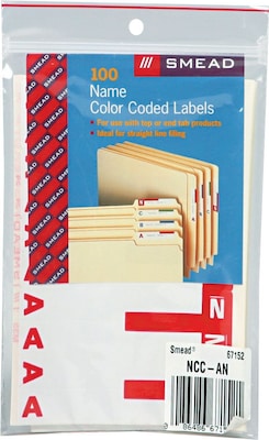 Alphabetical Character Labels, A And N, Red, 100/Pk