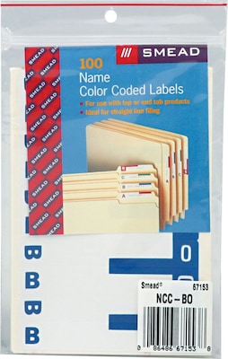 Alphabetical Character Labels, B And O, Dark Blue, 100/Pk