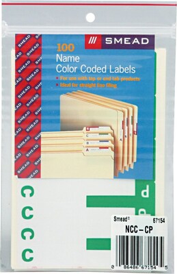 Smead AlphaZ NCC Color-Coded Name Labels, C&P, Label Sheet, Dark Green, 100/Pk (67154)