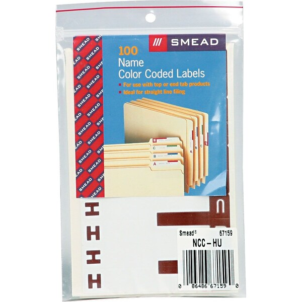 Alphabetical Character Labels, H And U, Dark Brown, 100/Pk