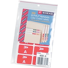 Smead AlphaZ ACCS Color-Coded Alphabetic Labels, A, Label Sheet, Red, 100/Pk (67171)