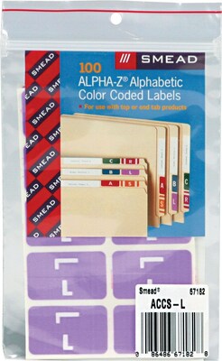 Smead AlphaZ ACCS Identification & Color Coding Label, L, Purple/White, 100/Pack (67192)