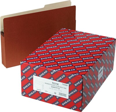 Smead 30% Recycled Reinforced File Pocket, 3 1/2" Expansion, Legal Size, Redrope, 25/Box (R2370E)