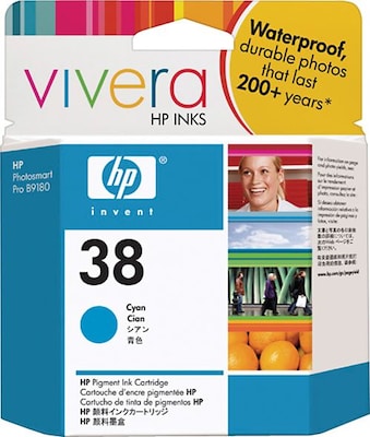 HP 38 Cyan Ink Cartridge, Standard Yield