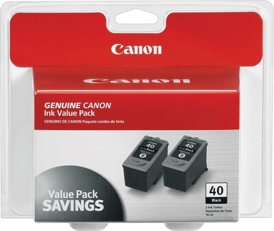 Canon 40 Black Standard Yield Ink Cartridge, 2/Pack (0615B013)