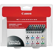 Canon 8 Black/Cyan/Magenta/Yellow/Photo Cyan/Photo Magenta/Red/Green Standard Yield Ink, 8/Pack (062
