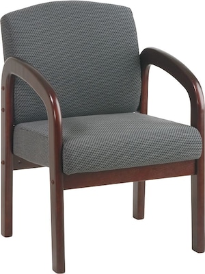 Office Star Wood Visitors Chair, Mahogany Wood with Graphite Fabric, Seat: 21W x 18D, Back: 20W x 17 1/2H