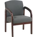 Office Star Wood Visitors Chair, Mahogany Wood with Graphite Fabric, Seat: 21W x 18D, Back: 20W x 17 1/2H