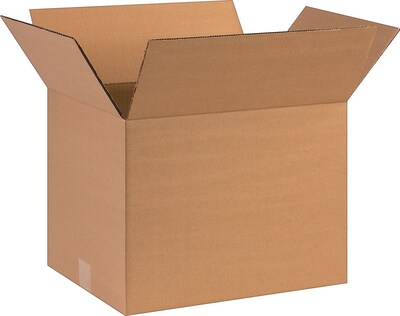 12Hx12Wx16L Single-Wall Corrugated Boxes; Brown, 25 Boxes/Bundle