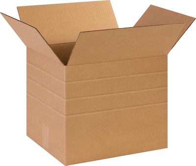 SI Products 20 x 20 x 20 Multi-Depth Shipping Boxes, 32 ECT, Brown, 10/Bundle (BS202020MD)