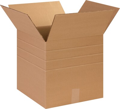 SI Products 14 x 14 x 14 Multi-Depth Shipping Boxes, 32 ECT, Kraft, 25/Bundle (BS141414MD)