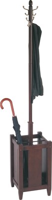 Office Star Espresso Wood Coat Tree with Umbrella Stand