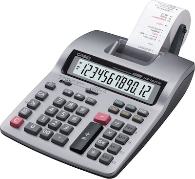 Casio® HR-150TM 12 Digit Printing Calculator, Silver