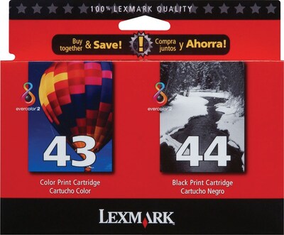 Lexmark 43XL/44XL Black/Tri-Color High Yield Ink Cartridge, 2/Pack (18Y0372)