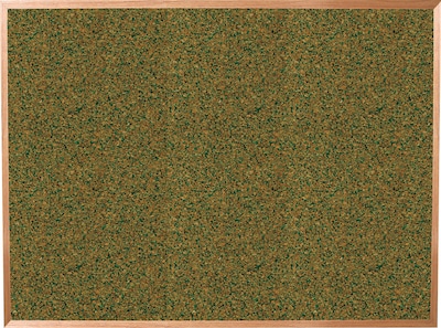 Best-Rite Green Splash Cork Bulletin Board, Oak Finish Frame, 8 x 4