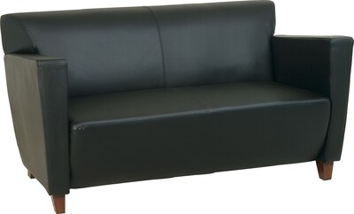 Office Star™ Black Leather Loveseat