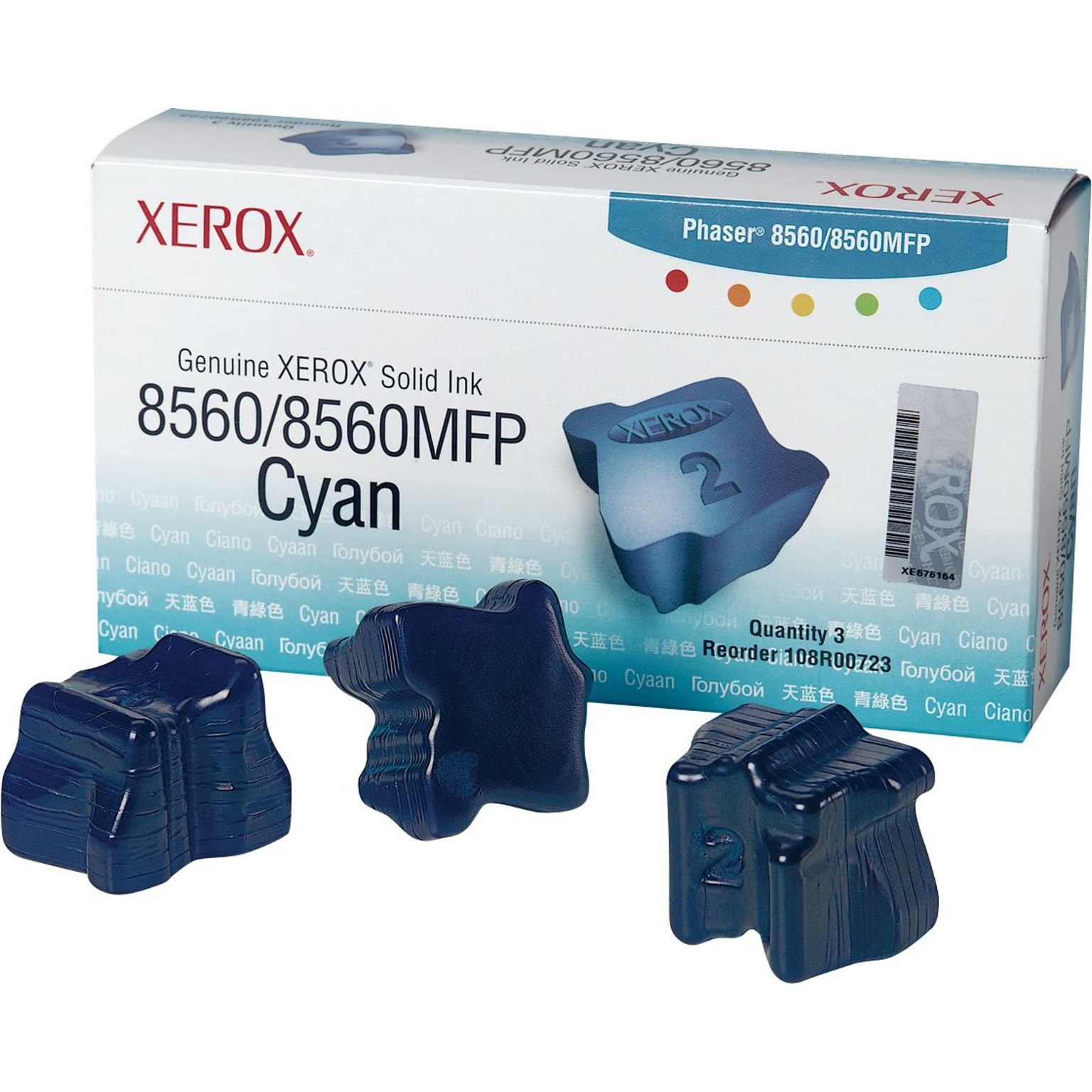 Xerox 108R00723 Cyan Standard Yield Ink Cartridge, 3/Pack