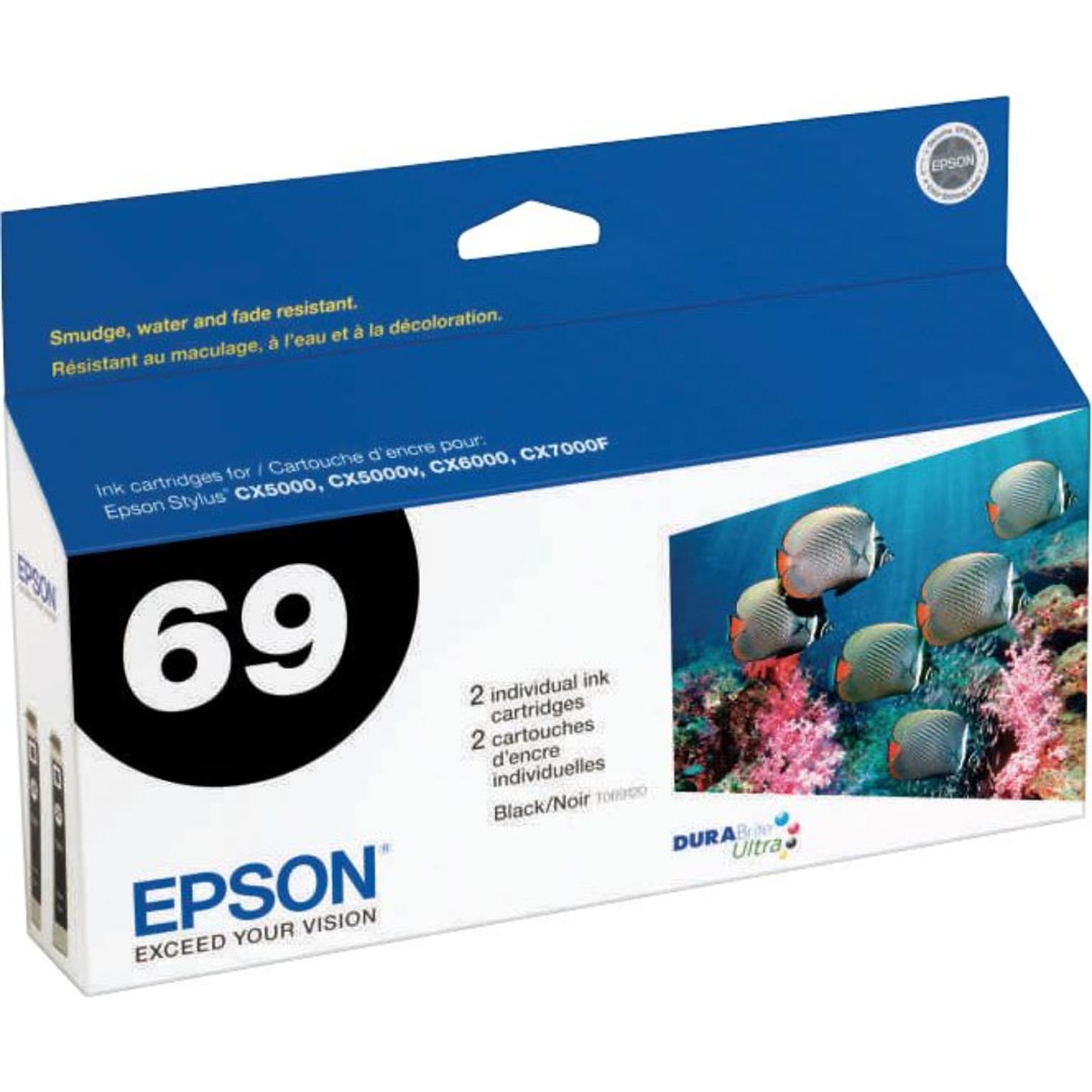 Epson T69 Black Standard Yield Ink Cartridge, 2/Pack