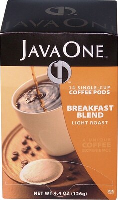 Java One Single Cup Breakfast Blend Ground Coffee Pods, Regular, .3 oz., 14/Pack (JTC30106)