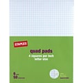 Staples® Quadrille Graph Pads, 50 Sheets, 4 Squares Per Inch, White, 8 1/2H x 11W, 36/Ct