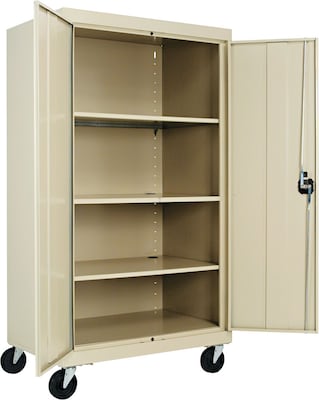 Alera® Mobile Storage Cabinet, Putty, 3-Shelf, 66H x 36w x 24D