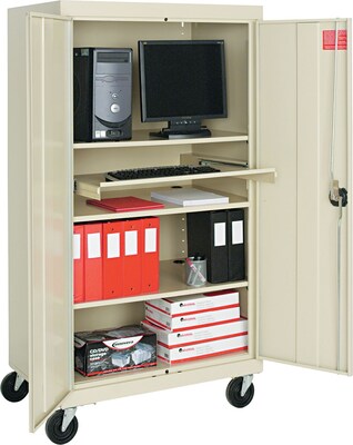 Alera® Mobile Storage Cabinet, Putty, 3-Shelf, 66"H x 36"w x 24"D