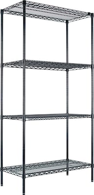 Alera® Industrial Wire Shelving Starter Set, 36Wx18D, Black