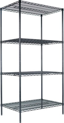 Alera® Industrial Wire Shelving Starter Set, 36Wx24D, Black